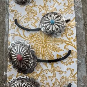 Plunder hair ties beautiful set of 4 Southwestern Turquoise and Red on Silver